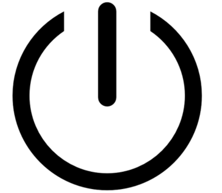 Symbol tlačítka napájení — kolečko s čárkou